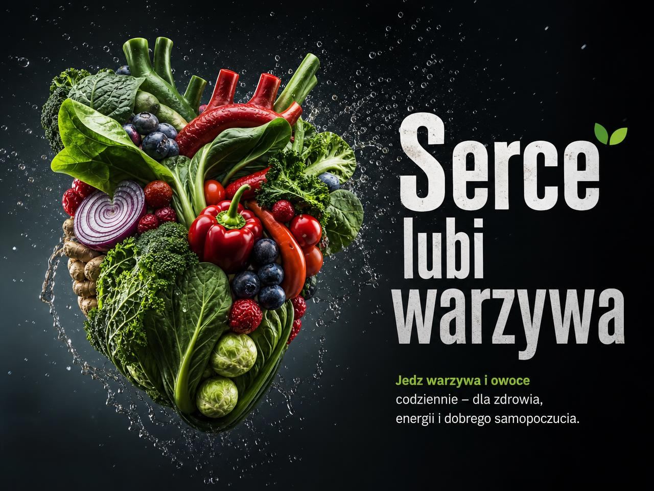 Serce lubi warzywa — serce ułożone z warzyw i owoców