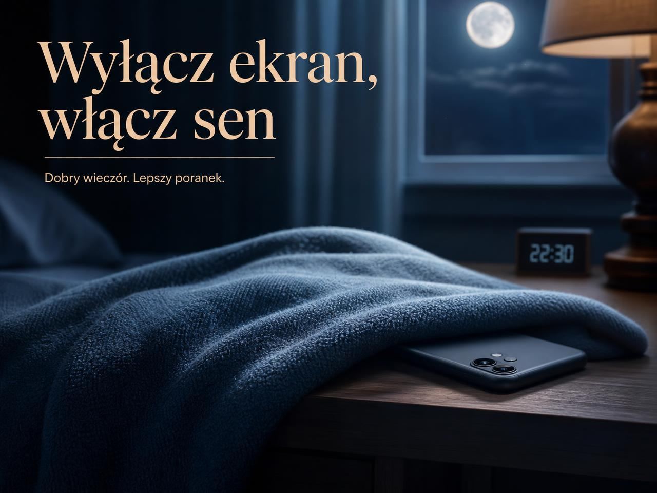 Wyłącz ekran, włącz sen — telefon odłożony na noc