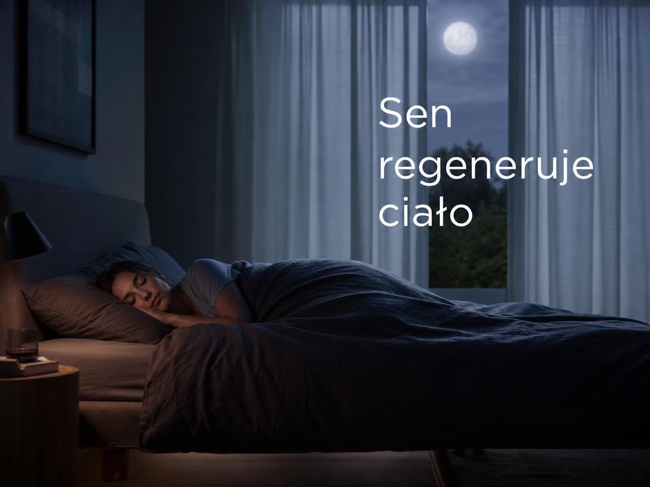 Sen regeneruje ciało — spokojny sen przy księżycu