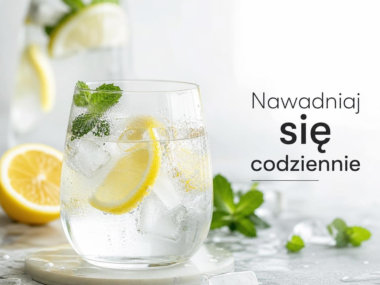 Nawadniaj się codziennie — szklanka wody z cytryną i miętą